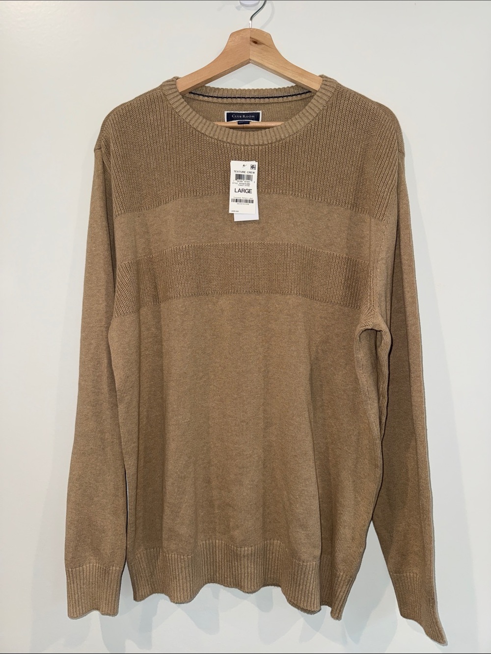 Club Room Men's Crewneck Sweater in Beige, L